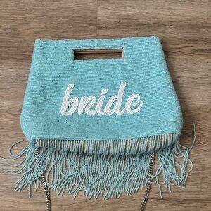 Custom embroidered BRIDE shoulder bag/clutch